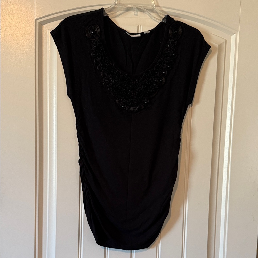 New York & Company Black Embellished Blouse